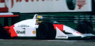 Ayrton Senna at Suzuka podium