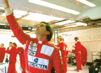 Ayrton Senna in McLaren Garage